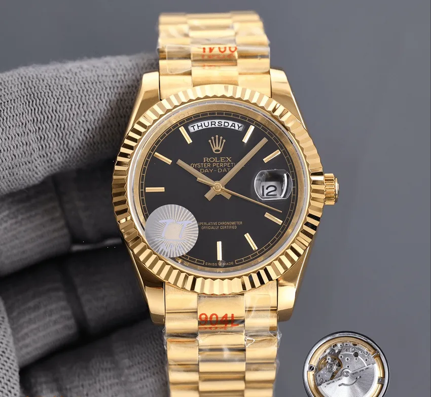 podróbka rolex daydate złoty czarna tarcza
